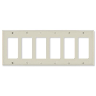Leviton Decora Wallplate, 6-Gang, Light Almond